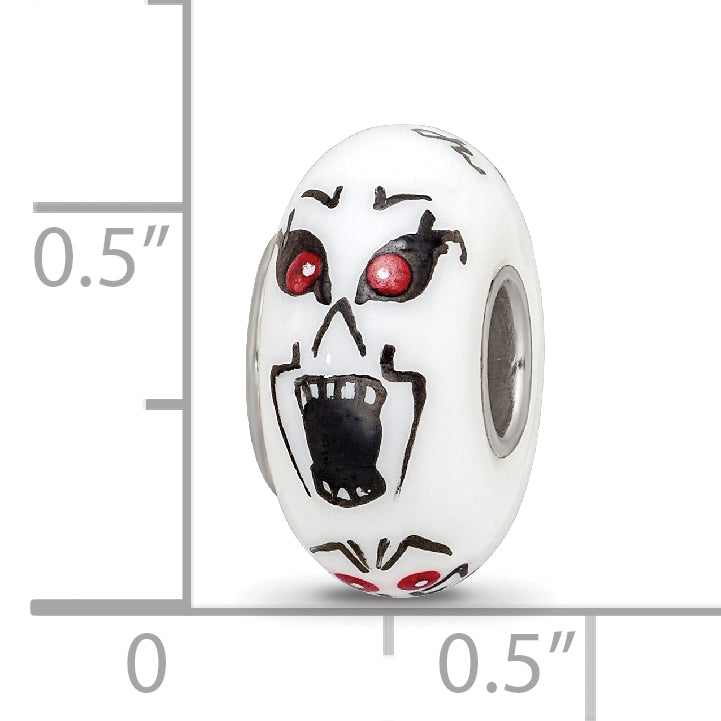 Sterling Silver Reflections Hand Painted Ghouls, White Glass Bead