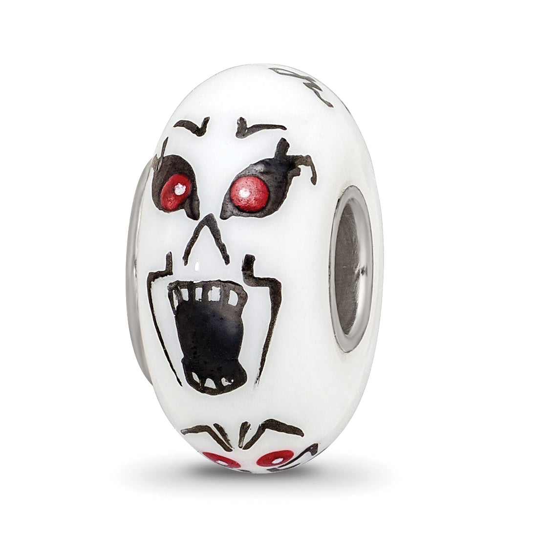 Sterling Silver Reflections Hand Painted Ghouls, White Glass Bead Main image