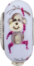Sterling Silver Reflections Hand Painted Monkey, Purple Glass Bead