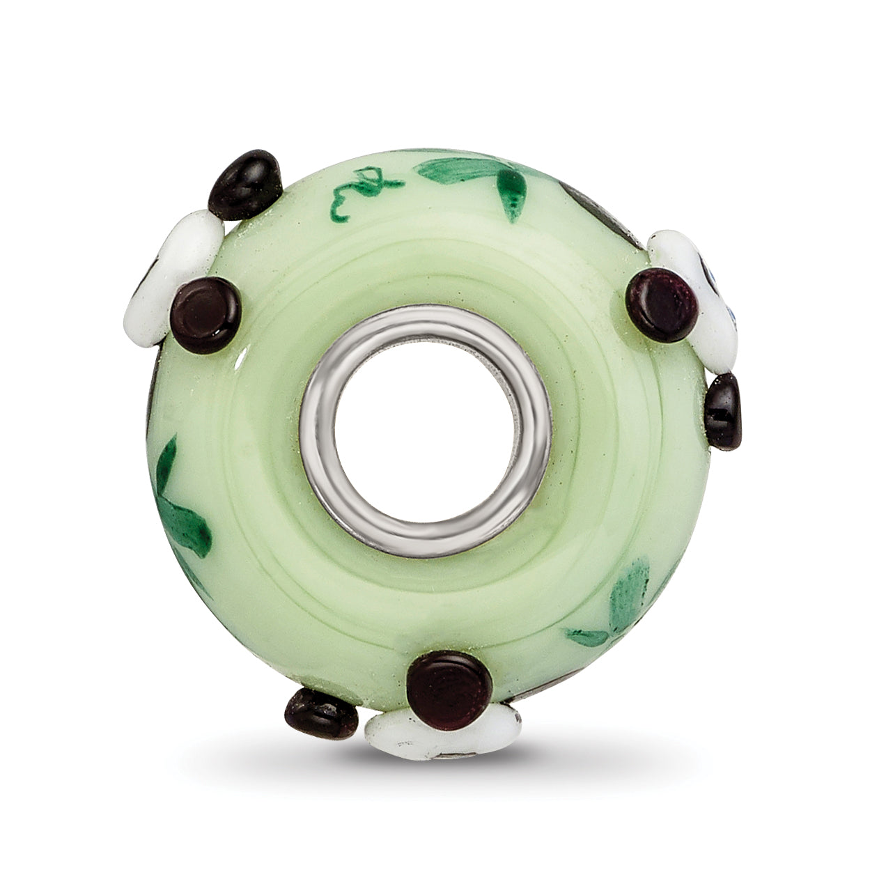 Sterling Silver Reflections Hand Painted Panda, Green Glass Bead Secondary image