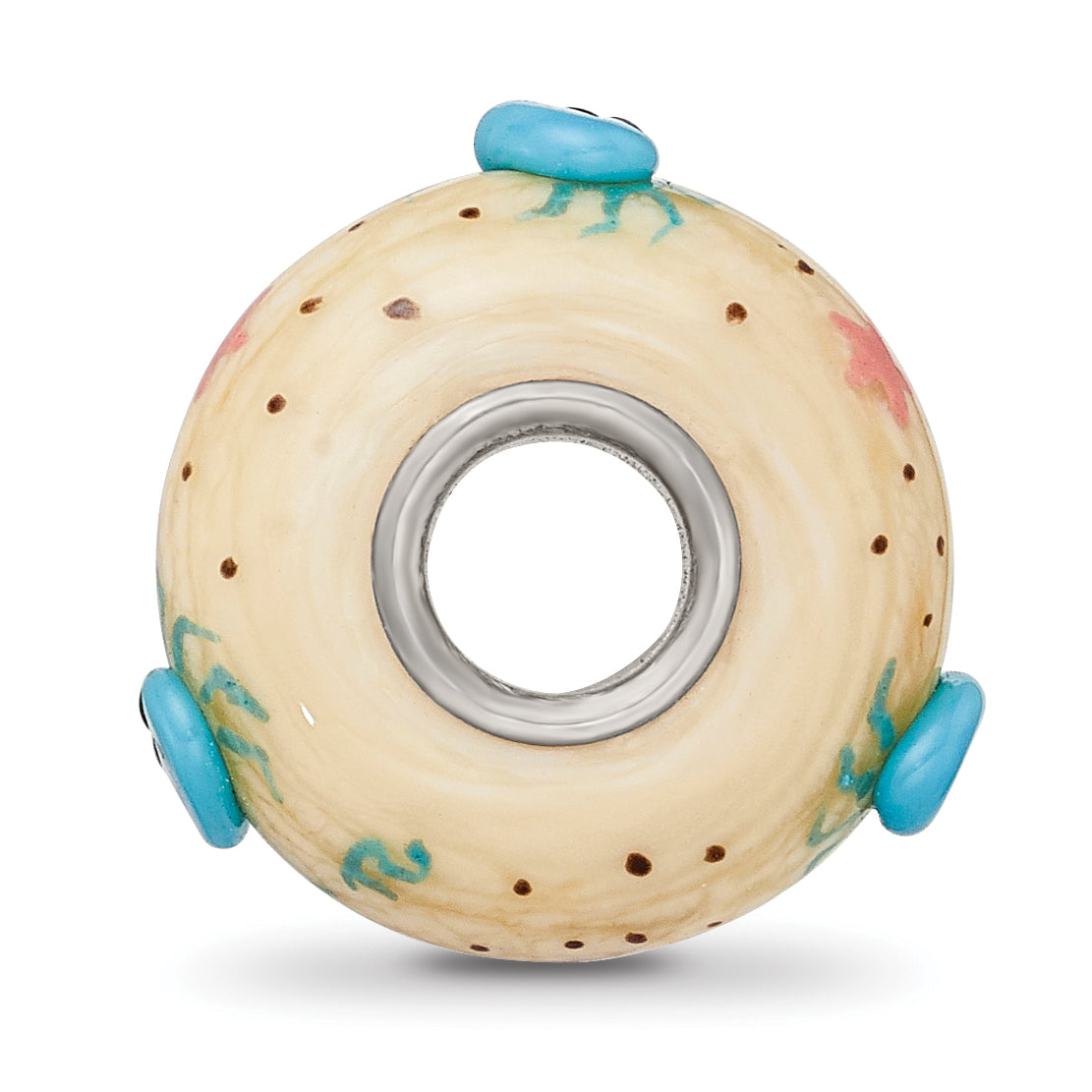Sterling Silver Reflections Hand Painted Crab, Cream Glass Bead Secondary image