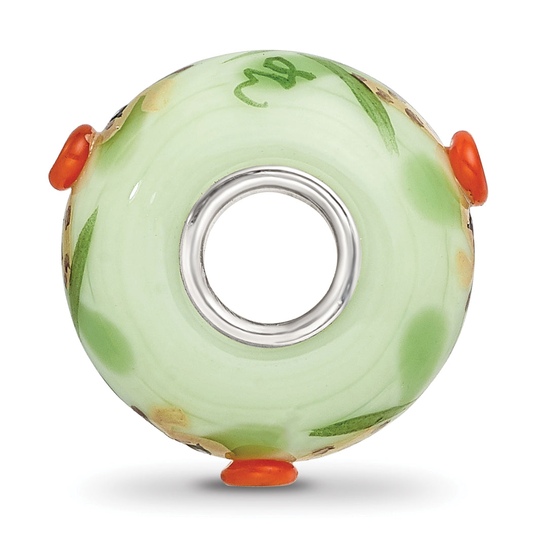 Sterling Silver Reflections Hand Painted Giraffe, Green Glass Bead Secondary image