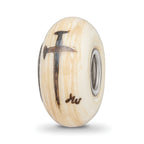 Sterling Silver Reflections Hand Painted Religious, Cream Glass Bead