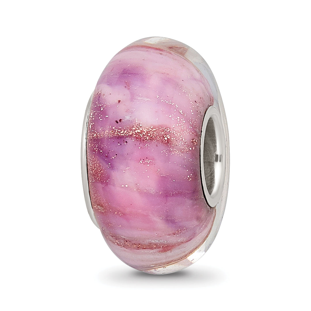 Sterling Silver Reflections Clear & Pink Sparkle Glass Bead Main image