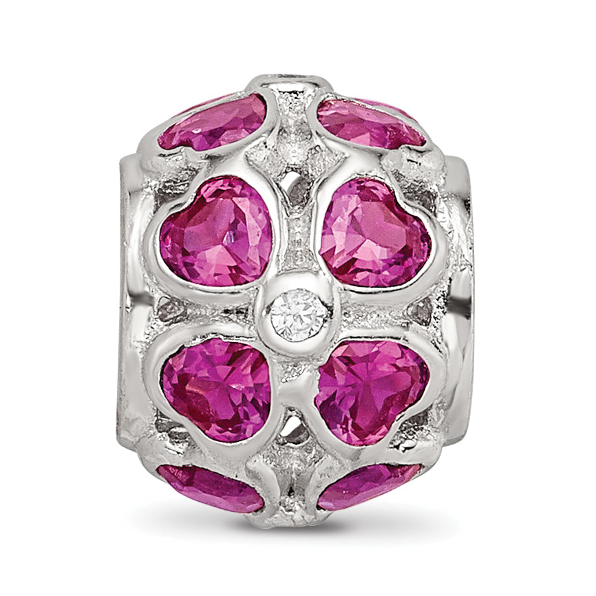 Sterling Silver Reflections Red Heart CZ Bead