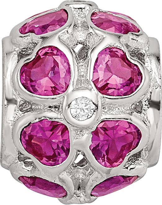 Sterling Silver Reflections Red Heart CZ Bead