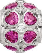 Sterling Silver Reflections Red Heart CZ Bead
