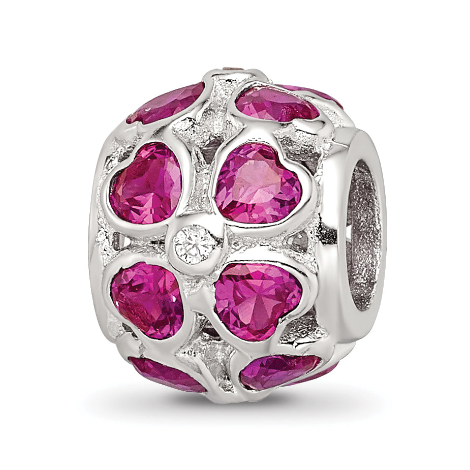 Sterling Silver Reflections Red Heart CZ Bead Main image