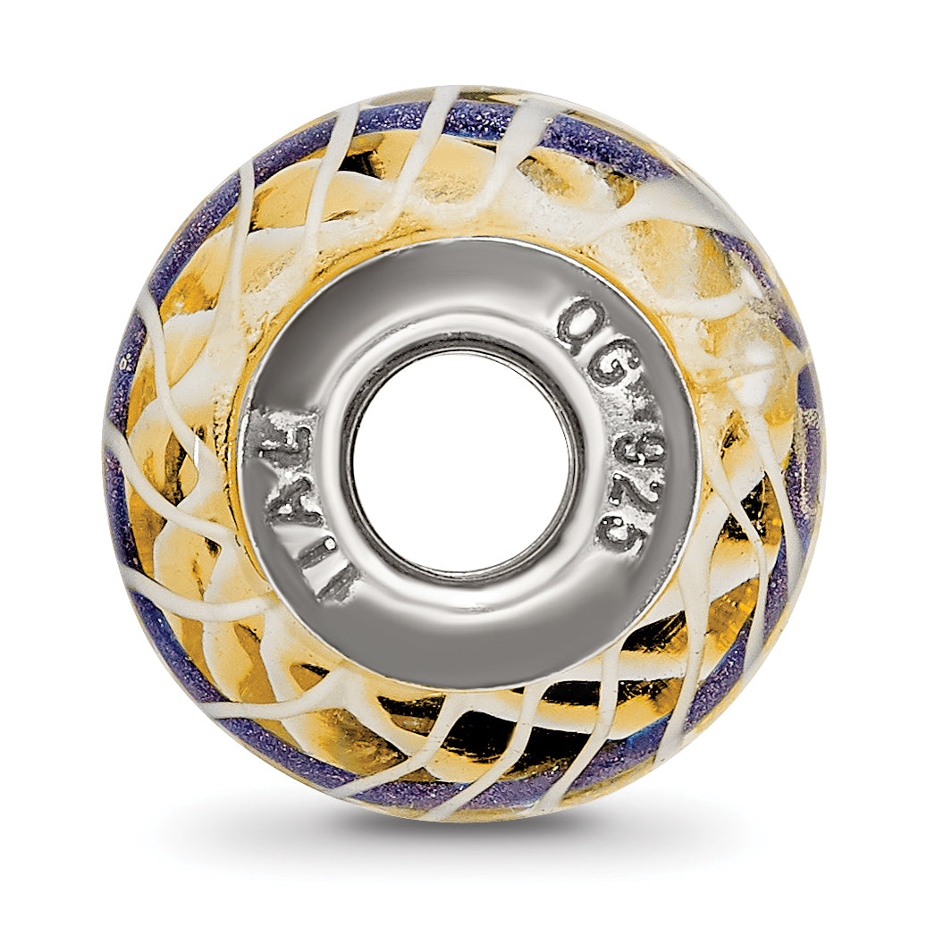Sterling Silver Reflections Gold/Blue/White Italian Glass Bead Secondary image