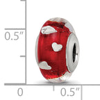 Sterling Silver Reflections Red Hearts Italian Glass Bead