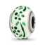 Sterling Silver Reflections Green Glitter Flower Italian Glass Bead