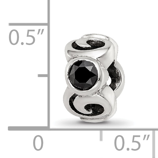 Sterling Silver Reflections Black CZ Bead
