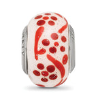 Sterling Silver Reflections Brown/Orange Glitter Flower Italian Glass Bead