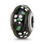 Sterling Silver Reflections White Flower Glitter Black Italian Glass Bead