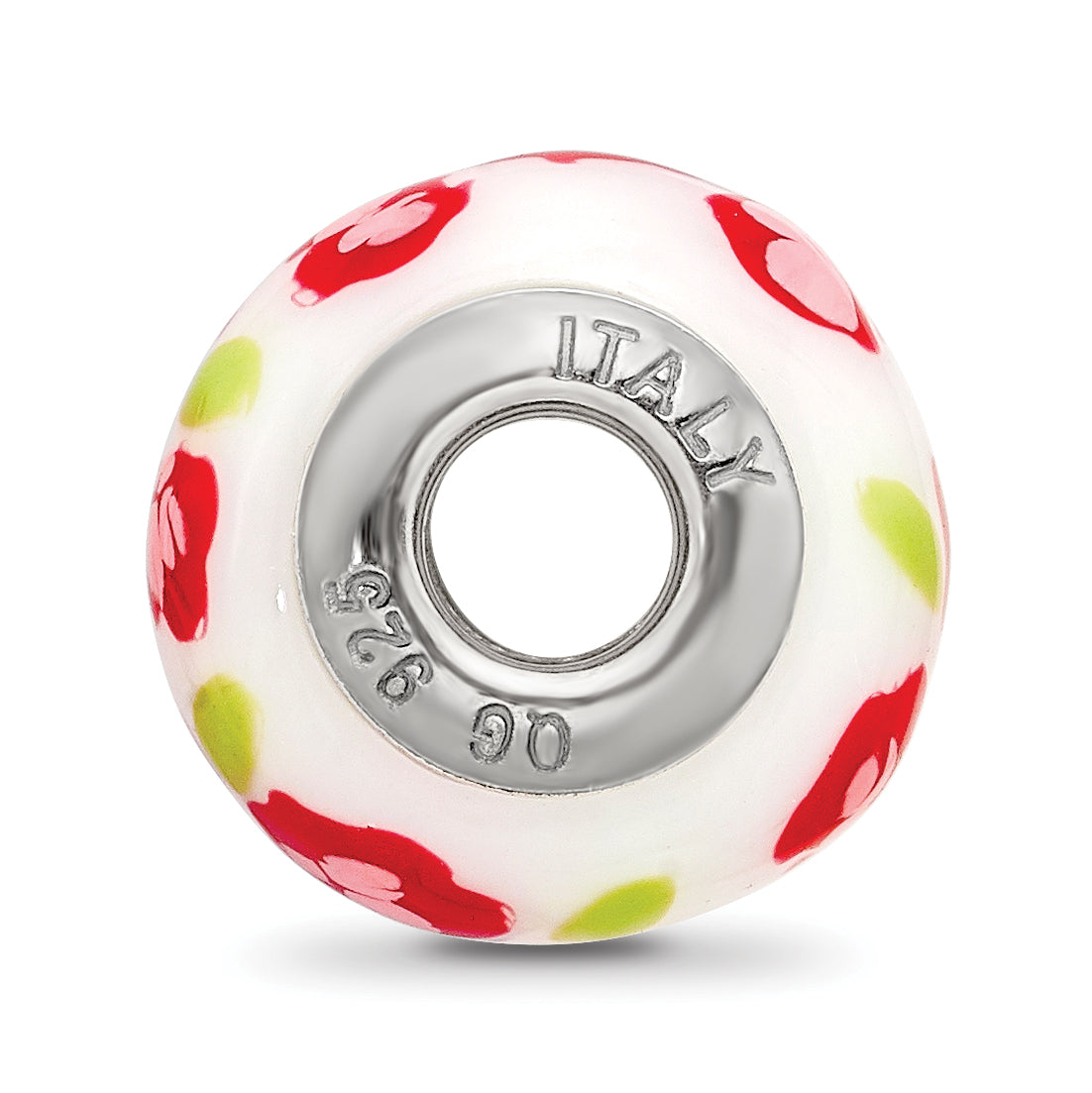 Sterling Silver Reflections Red/Pink Flower Italian Glass Bead Secondary image