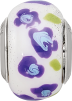 Sterling Silver Reflections Purple/Blue Flower Italian Glass Bead