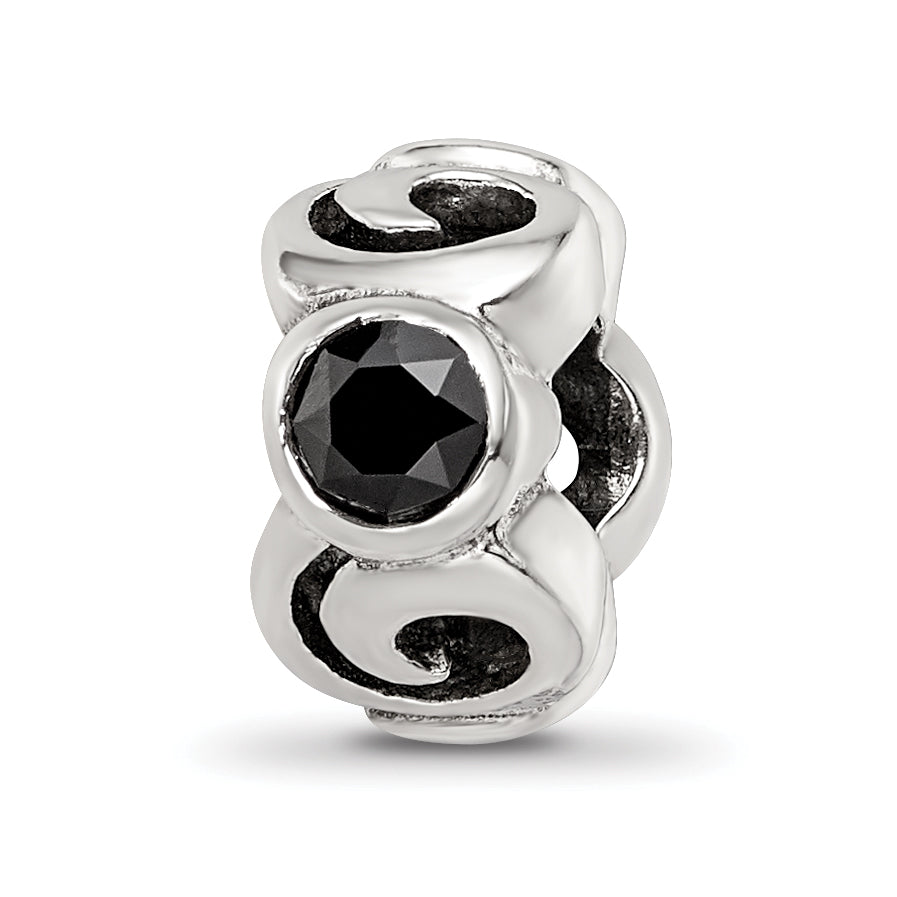 Sterling Silver Reflections Black CZ Bead Main image