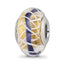 Sterling Silver Reflections White Weaved With Blue Stripe Glass Bead