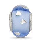 Sterling Silver Reflections Blue and Silver Hearts Glass Bead