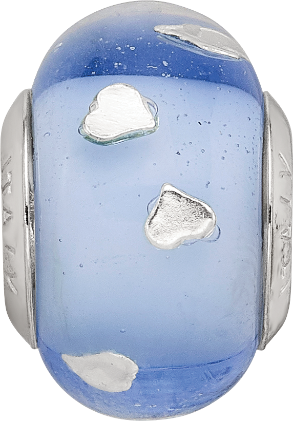 Sterling Silver Reflections Blue and Silver Hearts Glass Bead