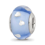 Sterling Silver Reflections Blue and Silver Hearts Glass Bead