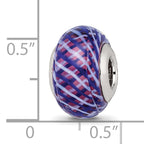 Sterling Silver Reflections Navy and White Weaved With Pink Glass Bead