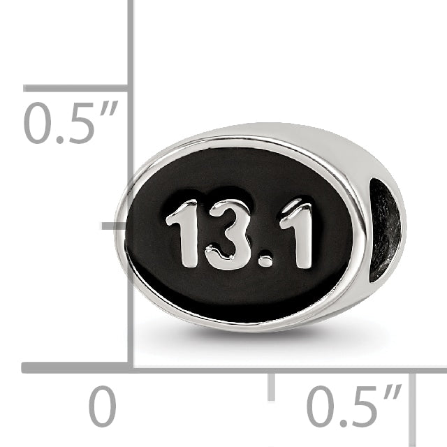 Sterling Silver Reflections Black Enameled Half Marathon Bead