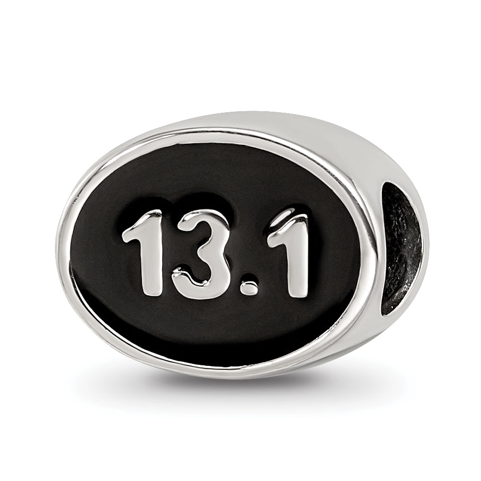 Sterling Silver Reflections Black Enameled Half Marathon Bead Main image