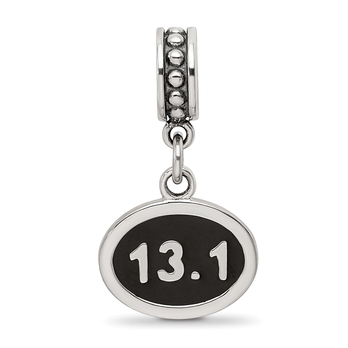 Sterling Silver Reflections Black Enameled Half Marathon Dangle Charm