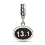 Sterling Silver Reflections Black Enameled Half Marathon Dangle Charm