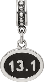 Sterling Silver Reflections Black Enameled Half Marathon Dangle Charm
