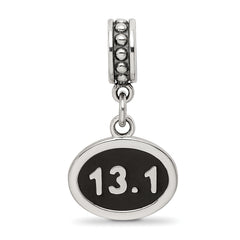 Sterling Silver Reflections Black Enameled Half Marathon Dangle Charm