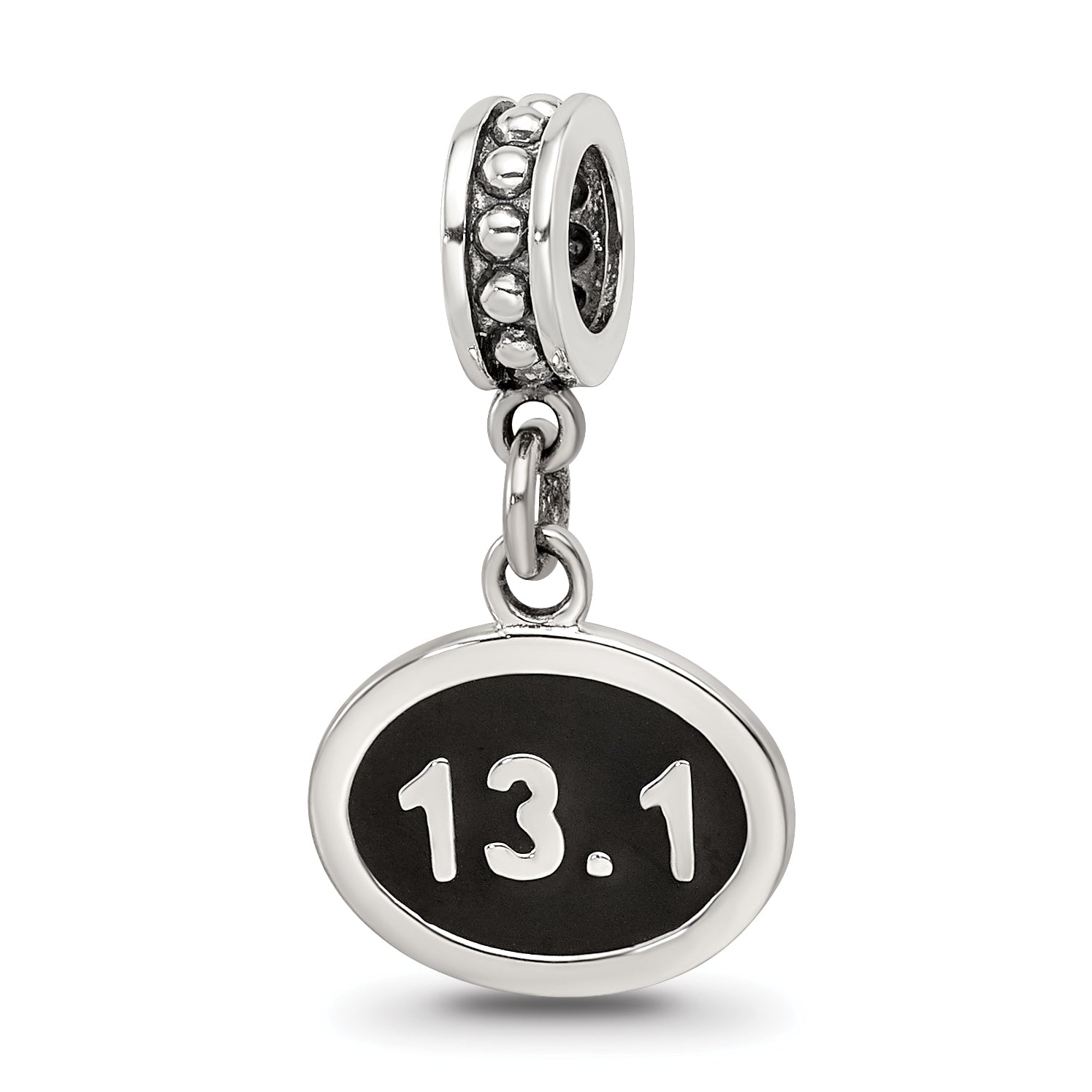 Sterling Silver Reflections Black Enameled Half Marathon Dangle Charm Main image