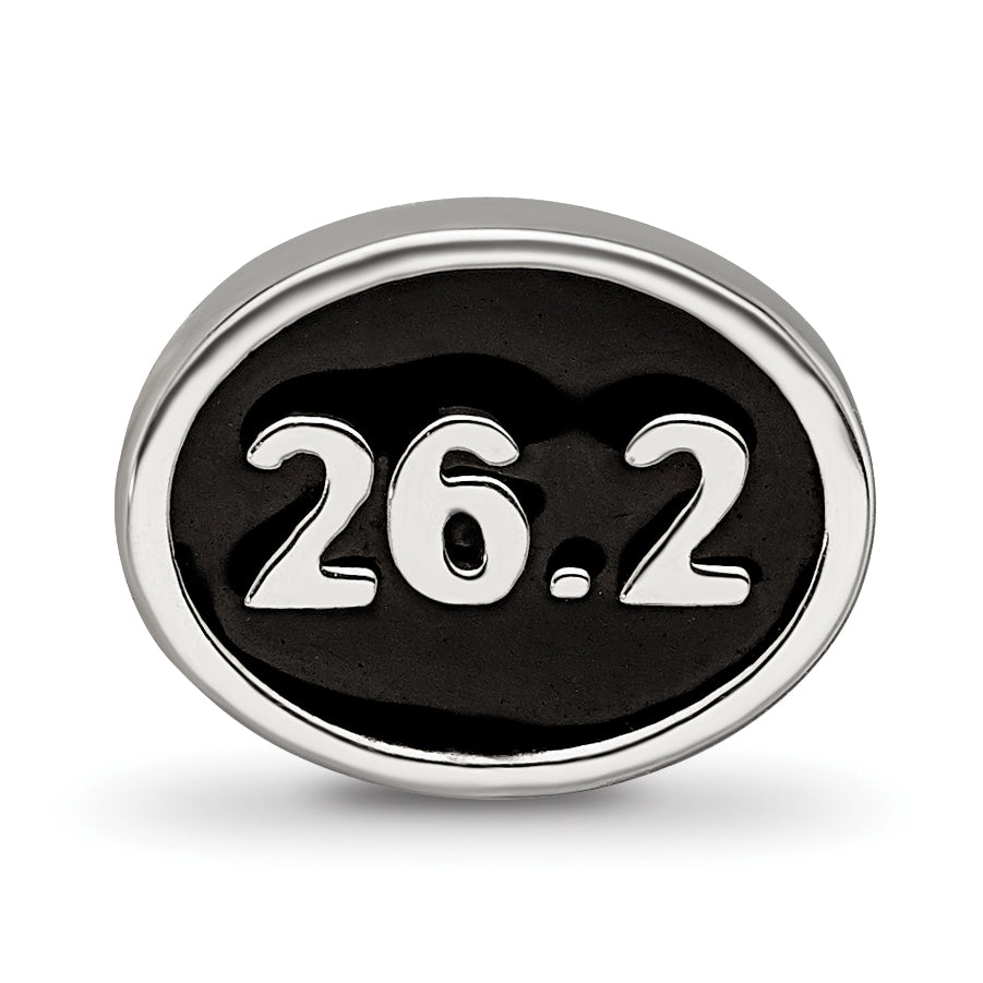 Sterling Silver Reflections Black Enameled Marathon Bead