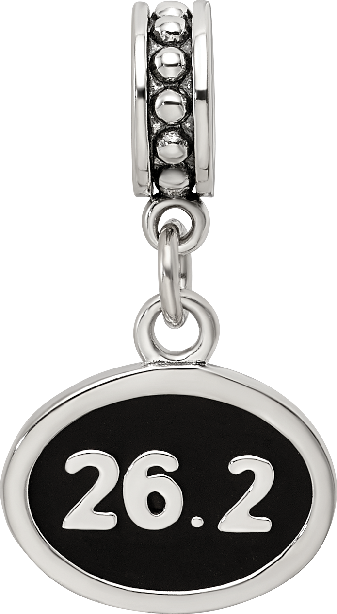 Sterling Silver Reflections Black Enameled Marathon Dangle Charm