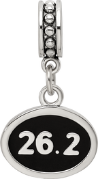 Sterling Silver Reflections Black Enameled Marathon Dangle Charm