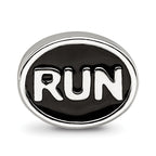 Sterling Silver Reflections Black Enameled Run Bead