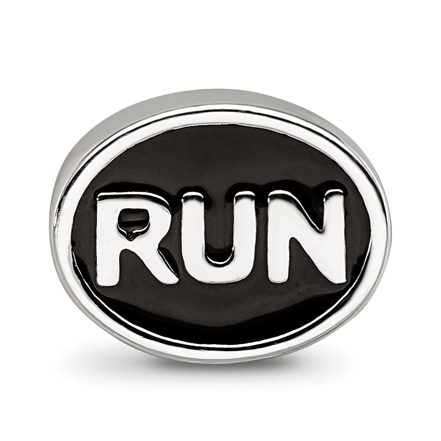 Sterling Silver Reflections Black Enameled Run Bead
