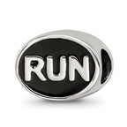Sterling Silver Reflections Black Enameled Run Bead