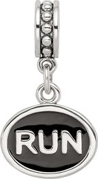Sterling Silver Reflections Black Enameled Run Dangle Charm