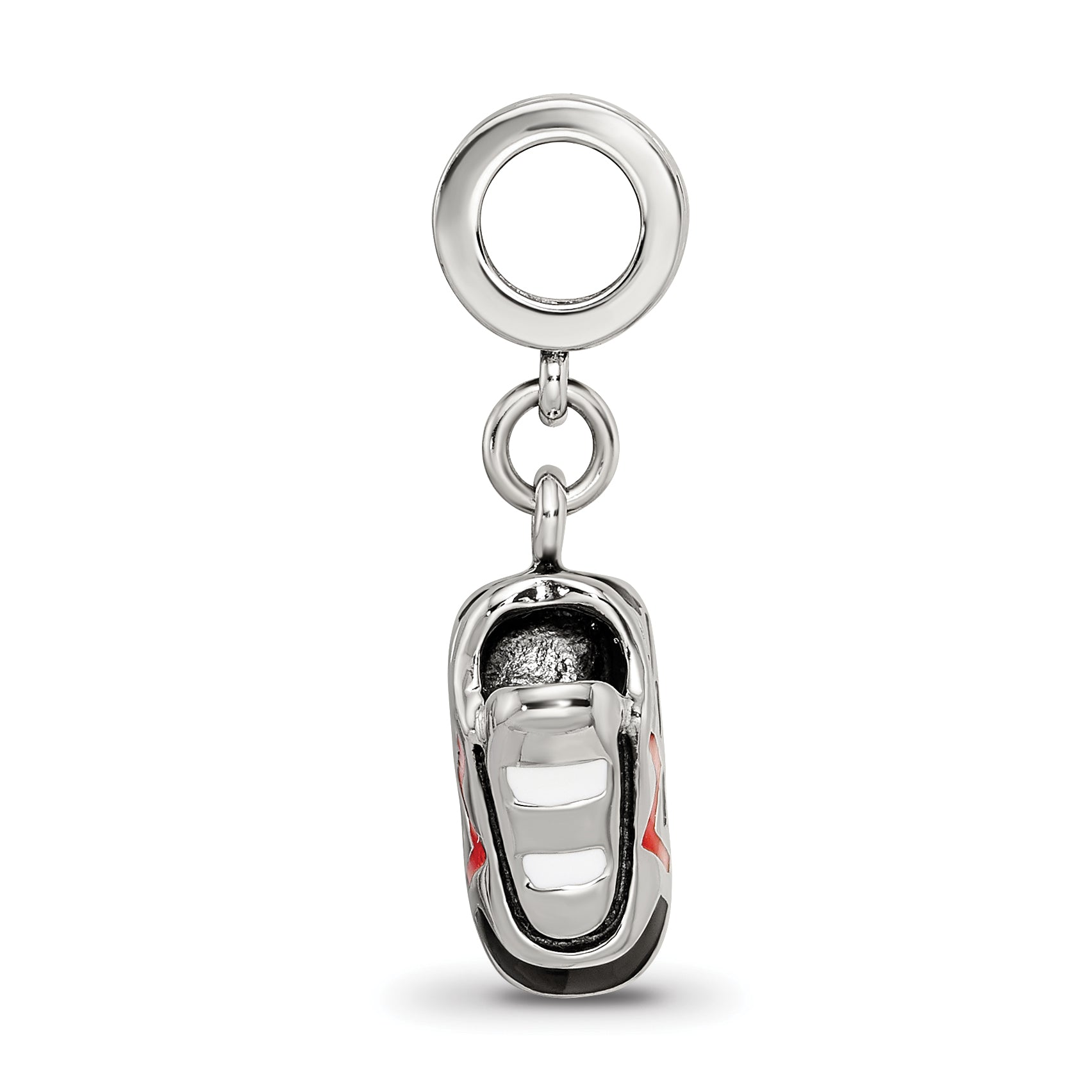 Sterling Silver Reflections Black and Red Enameled Runner's Shoe Dangle Cha Secondary image