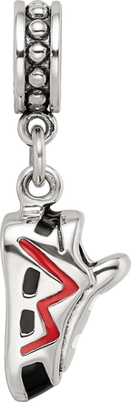 Sterling Silver Reflections Black and Red Enameled Runner's Shoe Dangle Cha