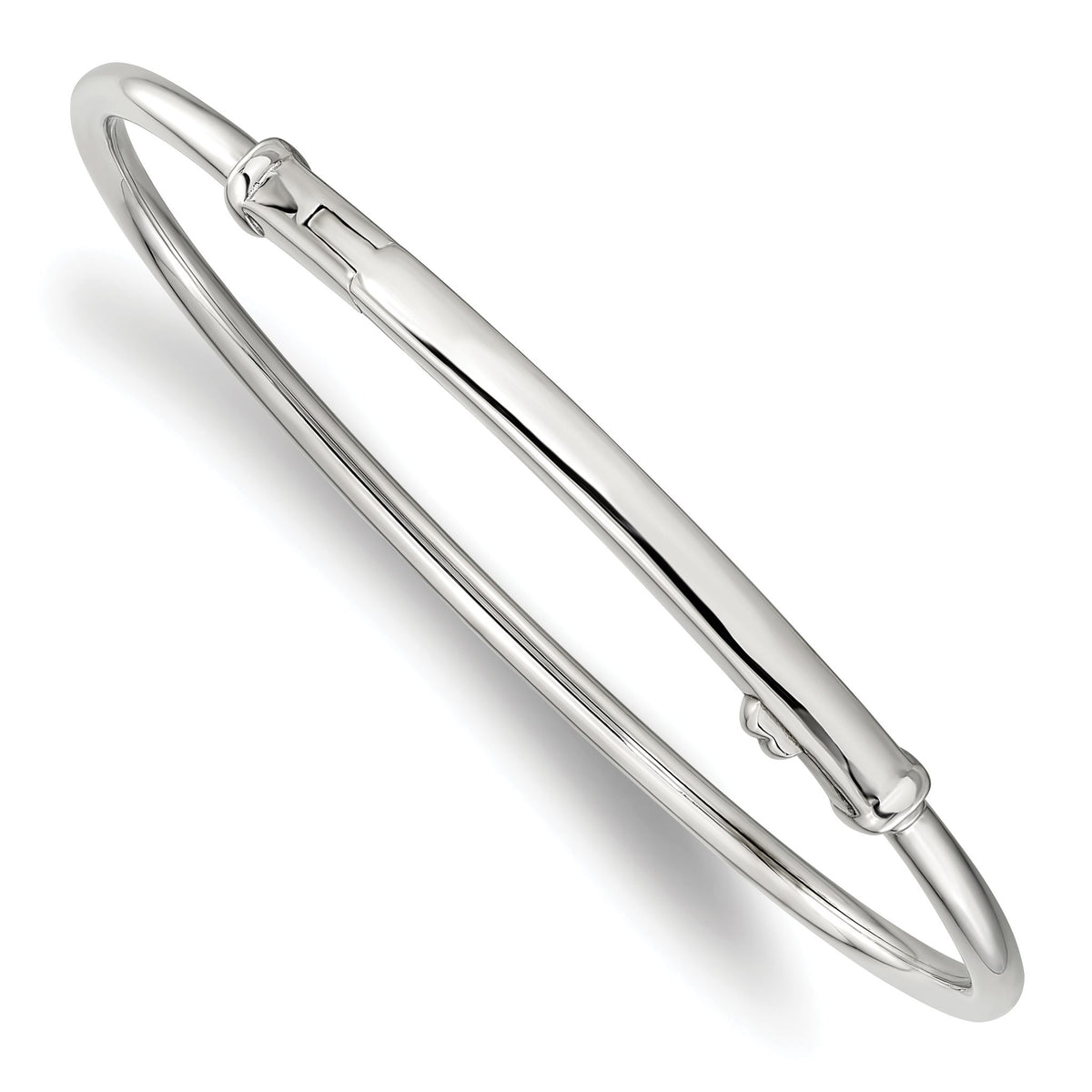 Reflection Beads Sterling Silver Rhodium-Plated Hinged Clasp Bangle - Sophia Jewelers Main image