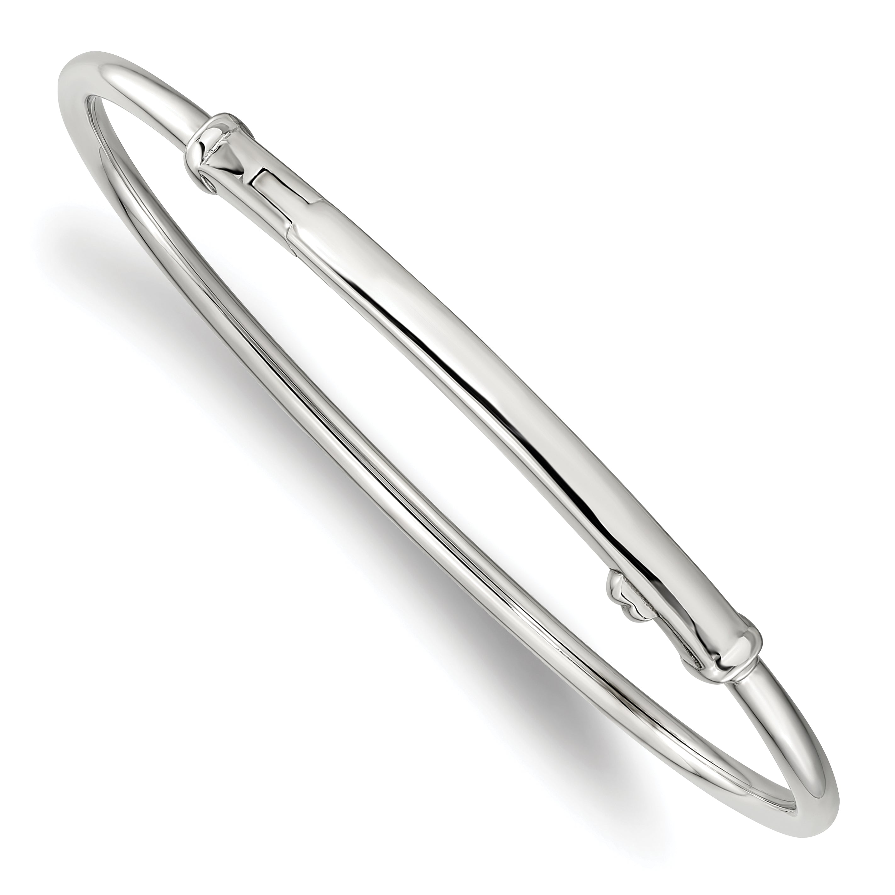 Sterling Silver Reflections Rhodium-plated Hinged Clasp Bangle Main image