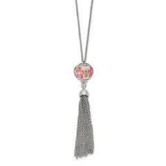 Sterling Silver Reflections Rhodium-plated Tassel 27.5in Necklace
