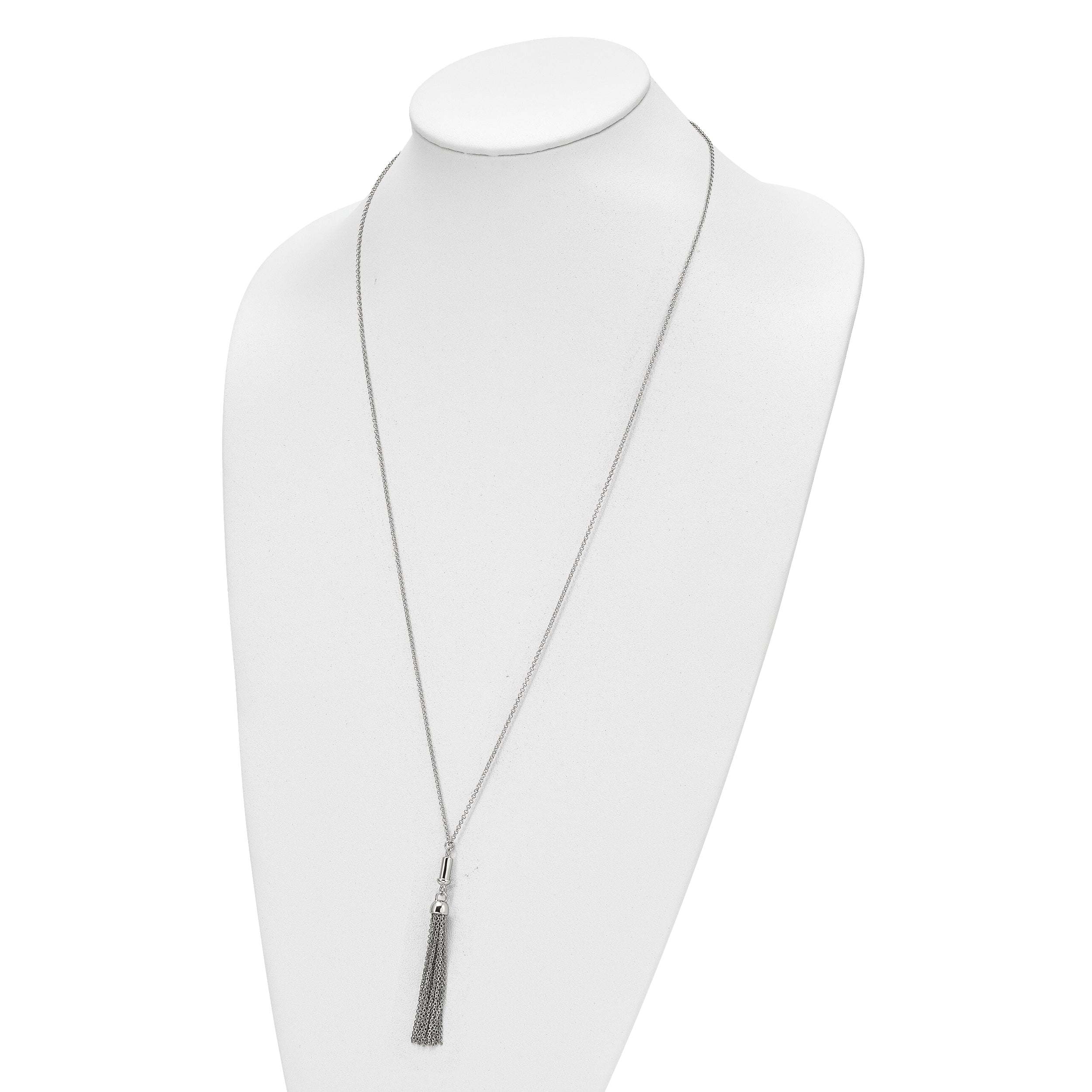 Sterling Silver Reflections Rhodium-plated Tassel 27.5in Necklace
