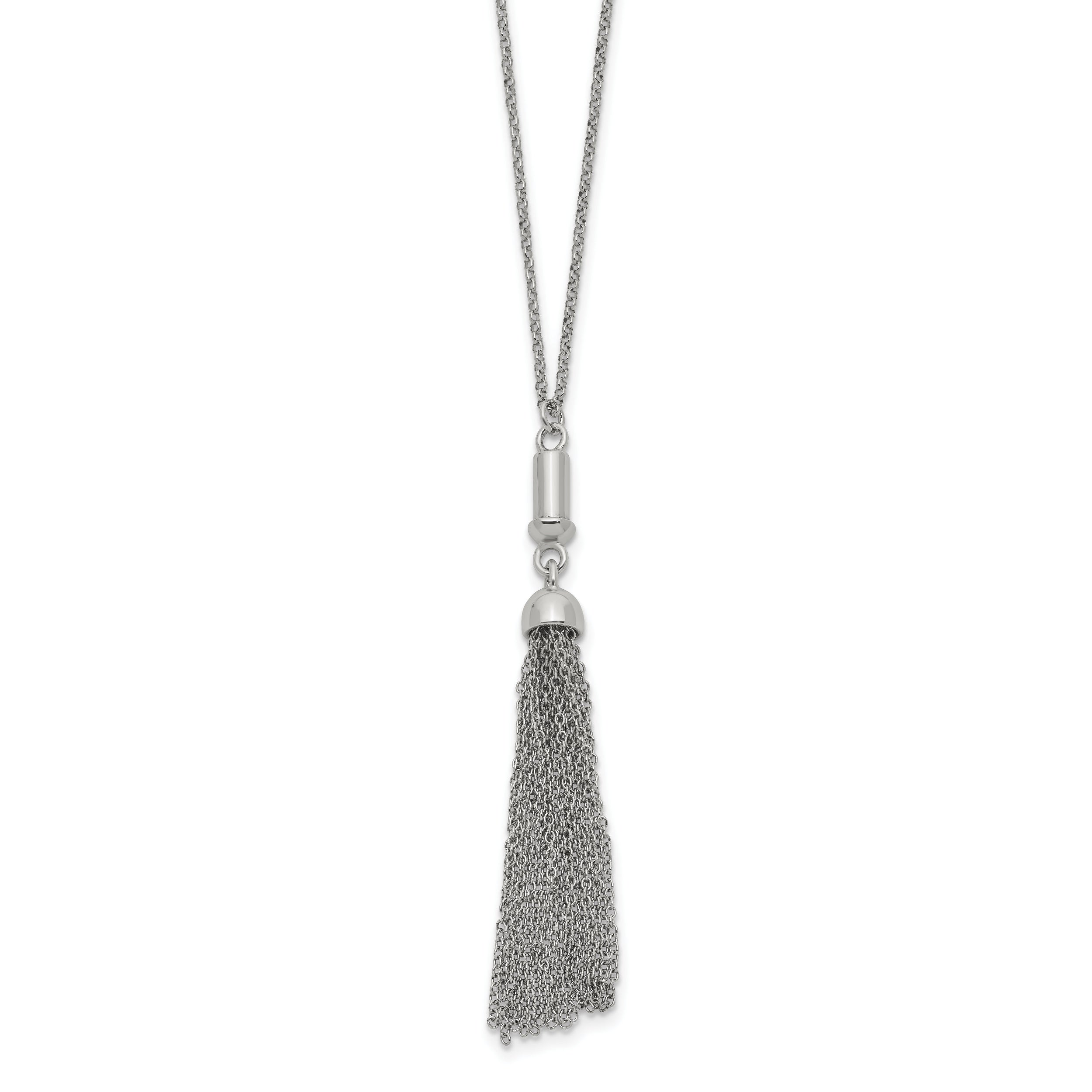 Sterling Silver Reflections Rhodium-plated Tassel 27.5in Necklace