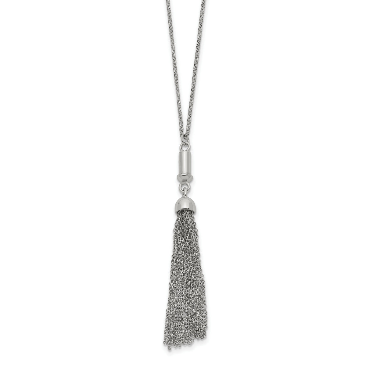 Sterling Silver Reflections Rhodium-plated Tassel 27.5in Necklace