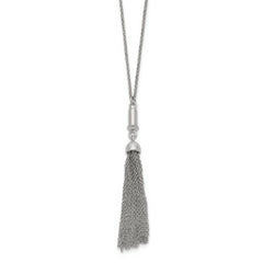 Sterling Silver Reflections Rhodium-plated Tassel 27.5in Necklace