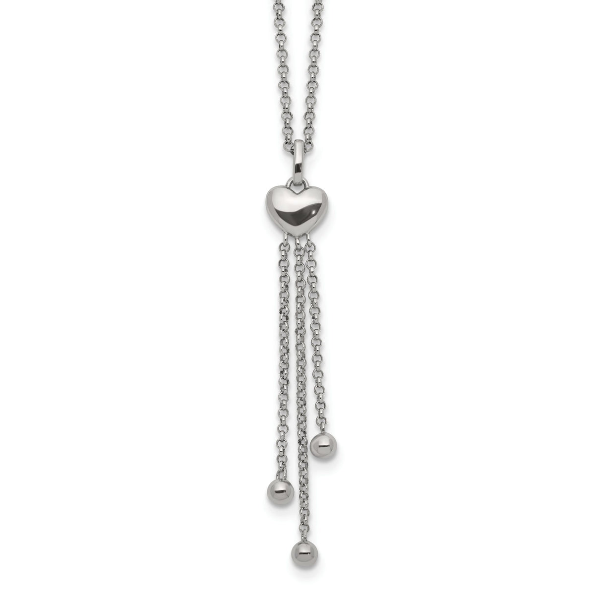 Reflection Beads Sterling Silver Rhodium-Plated Heart Beaded 27.5 Inch Necklace - Sophia Jewelers Main image